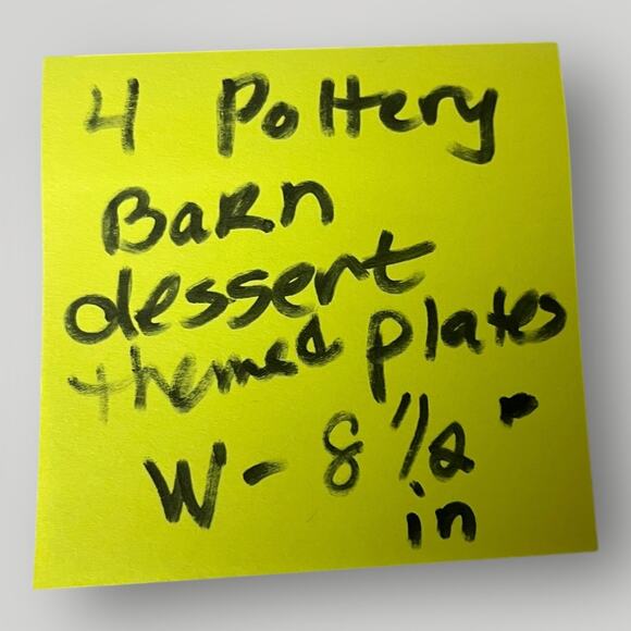 Pottery Barn Set of 4 "Dessert" plates featuring desserts | White | 8.25" | EUC - Picture 7 of 7